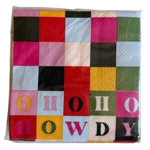 Red Shed Howdy Plaid Checkered Square Napkins NEW